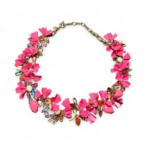 Vintage J Crew Rare Mardi Gras Gold necklace Wild Berry Pink